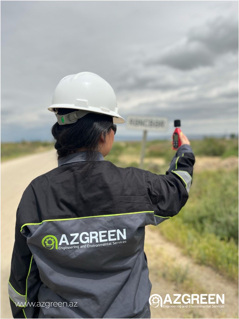 AZGREEN female environmental engineer conducting noise level monitoring