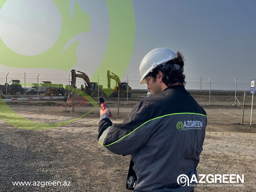 AZGREEN engineer conducting noise measurements at Bilasuvar District