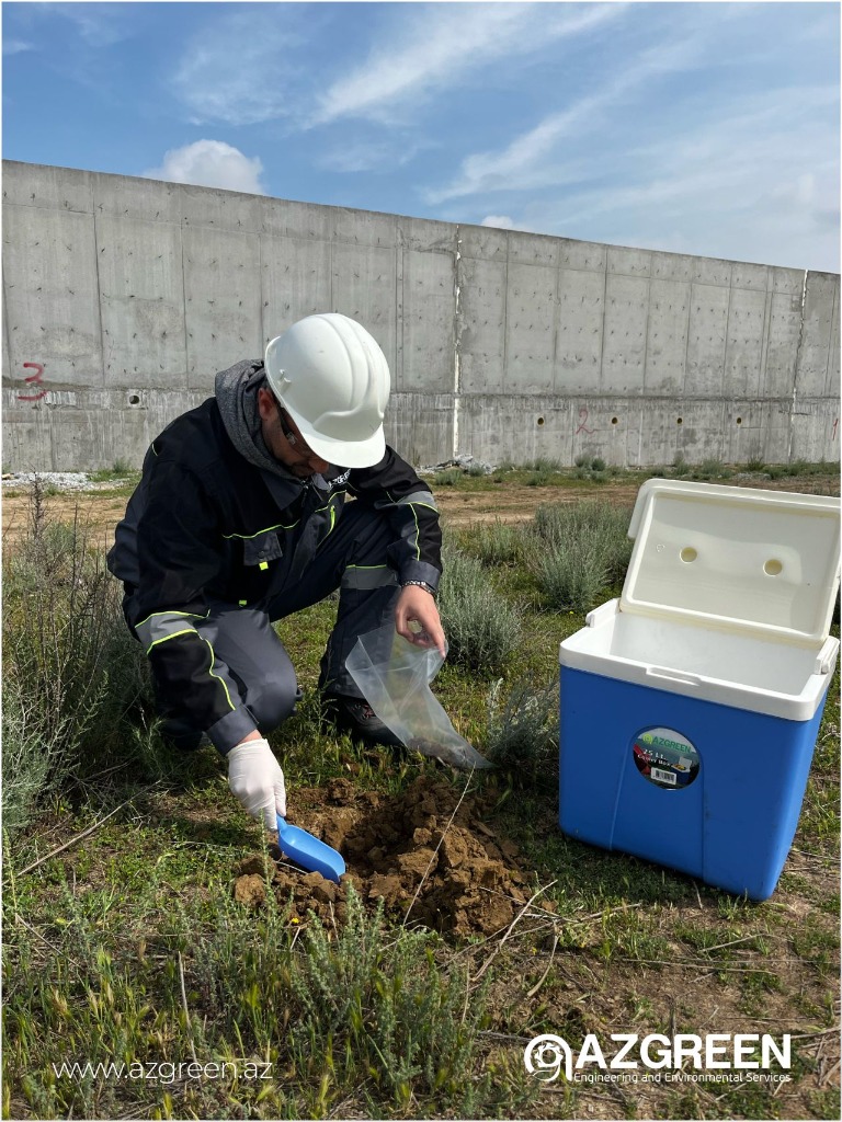 AZGREEN specialist collecting soil samples for laboratory analysis